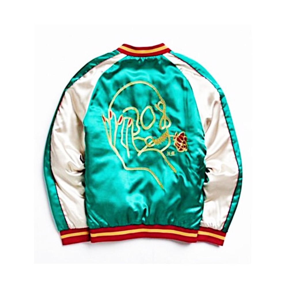 Urban Outfitters - Embroidered Satin Bomber Jacket